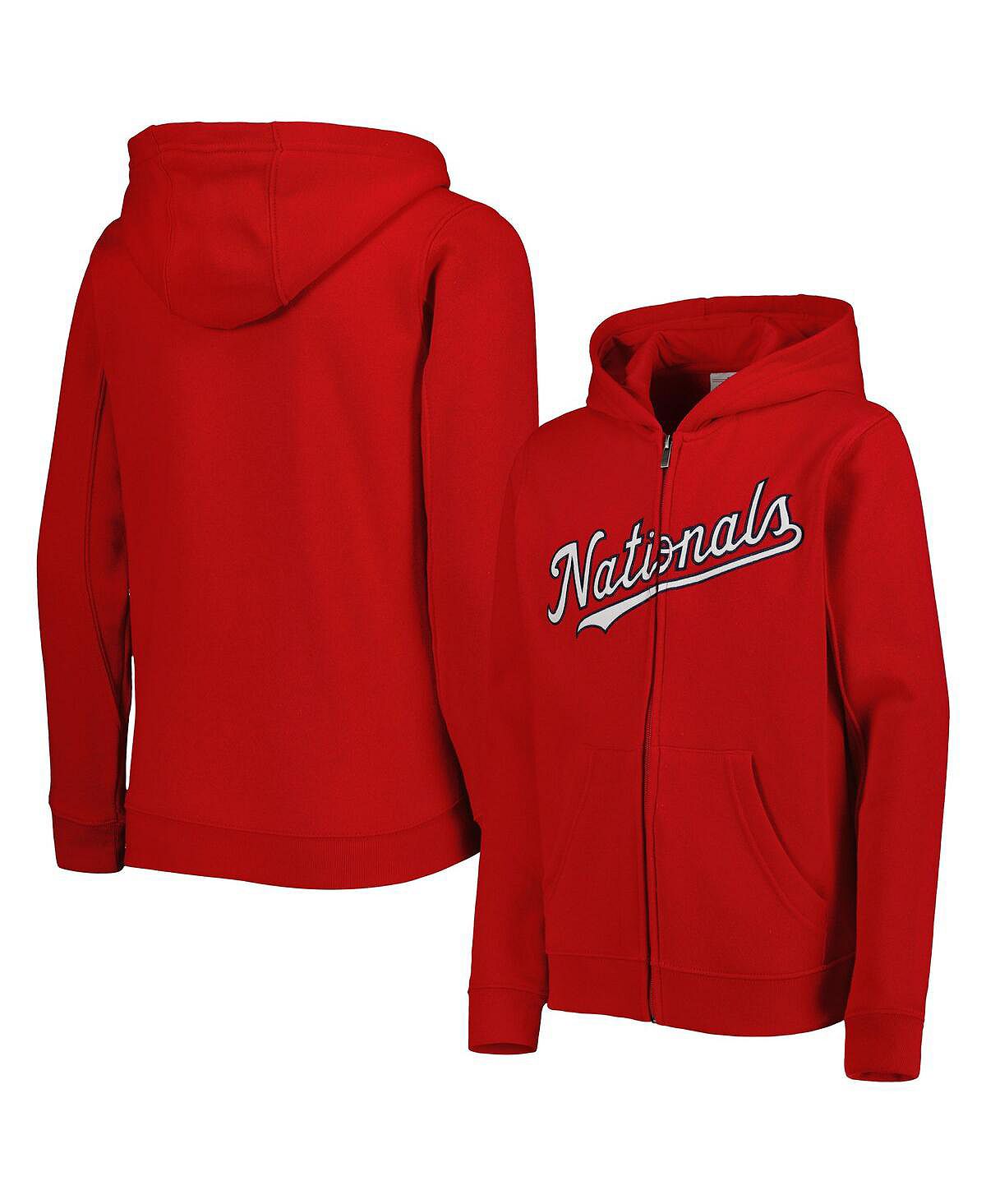 Big Boys Washington Nationals Outerstuff Red Fleece Full Zip Sweatshirt