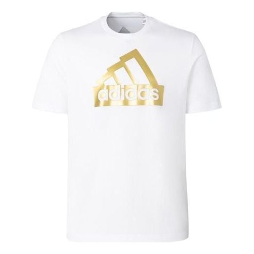 تي شيرت adidas Sportswear Future Icons Metallic T-Shirt 'White Gold'، باللون الأبيض