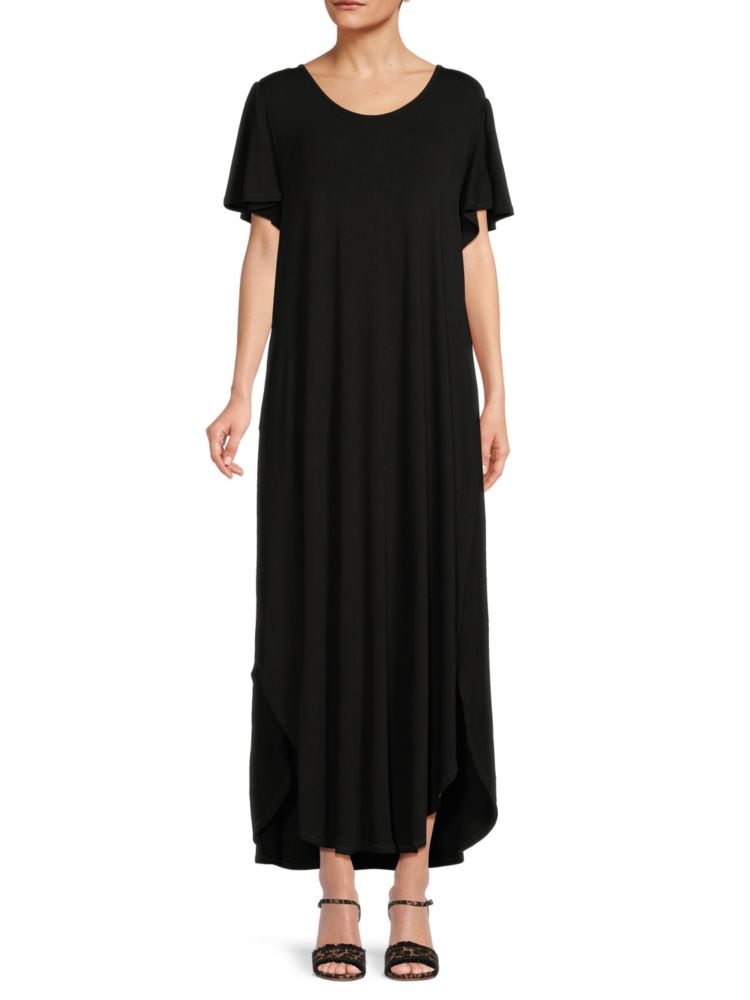 Patrizia Luca Curved Hem Maxi Dress, Black