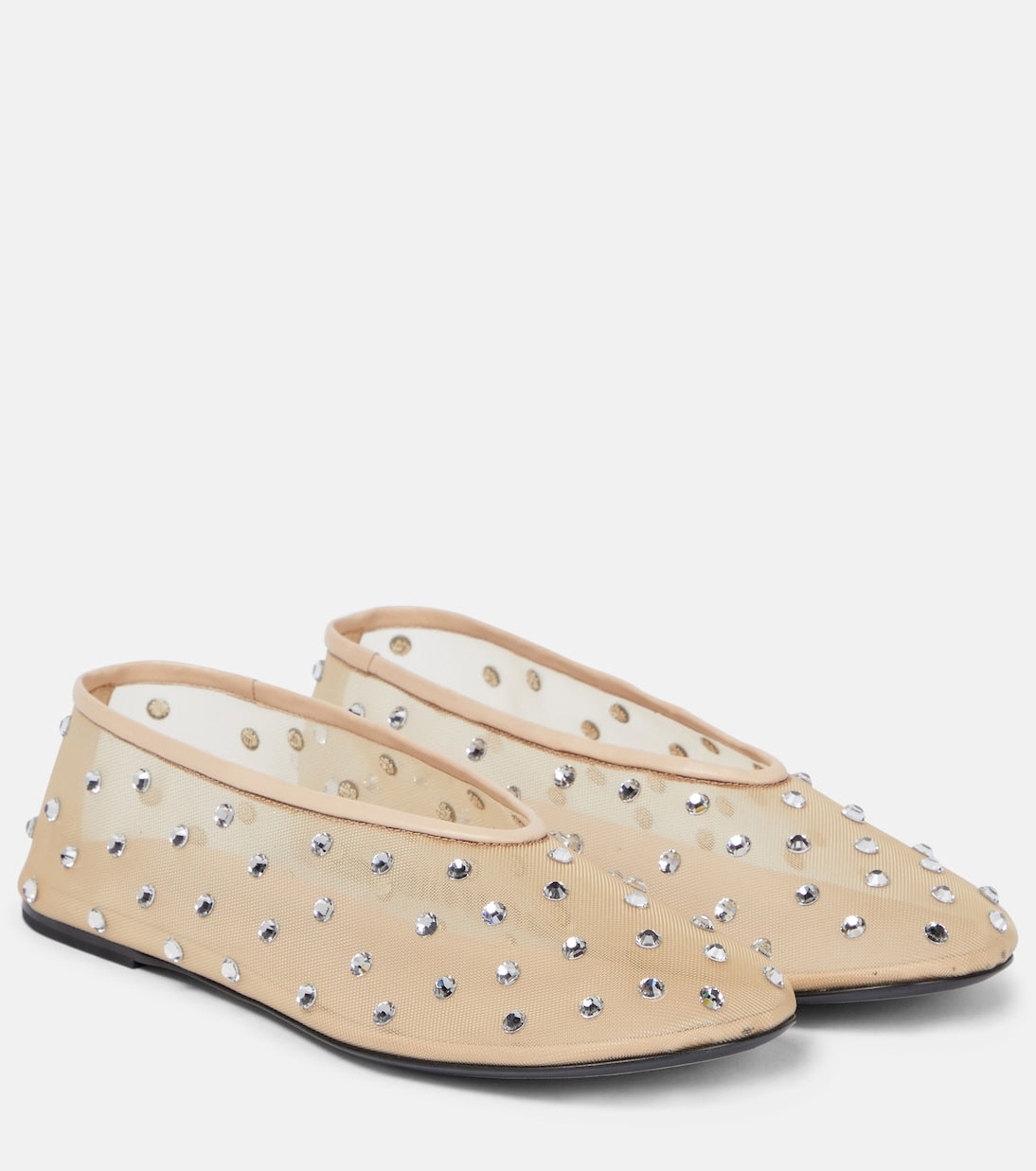 Marcy ballerinas with Khaite crystals, beige