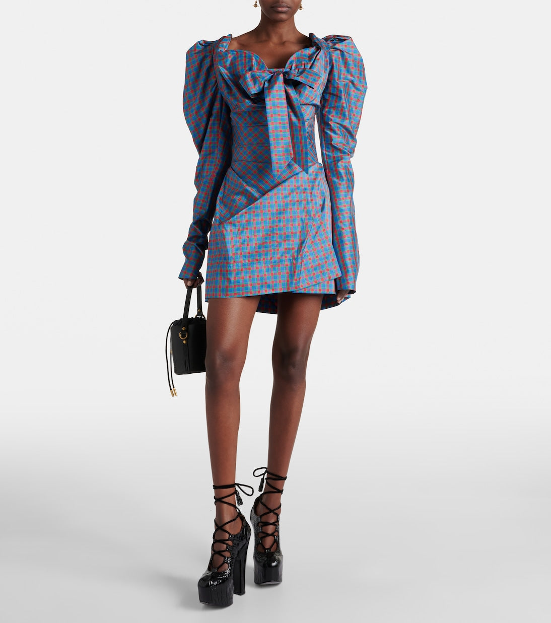 Vivienne Westwood checkered minidress with bow, multicolor