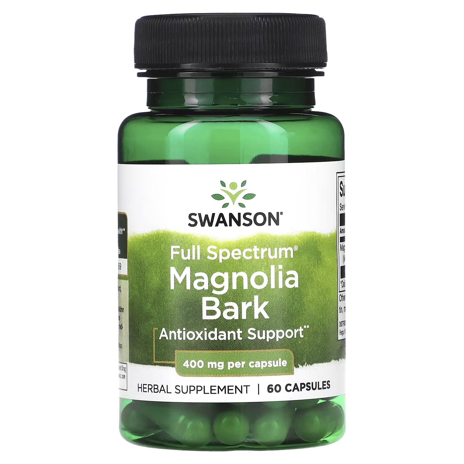 Swanson Full Spectrum Magnolia Bark Dietary Supplement 400 mg, 60 Capsules