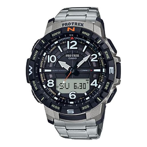 Watch CASIO PRO TREK Bluetooth Waterproof Silver/Black Mens Analog/Digital Combo, black