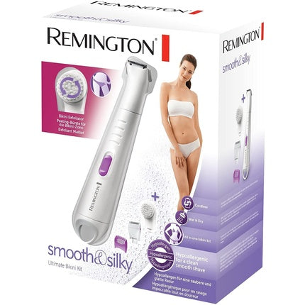 Smooth and silky bikini set Wpg4035, waterproof with exfoliating brush mini razor attachment and white comb attachment, Remington