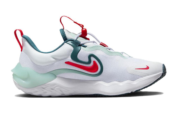 حذاء رياضي (GS) Nike Run Flow Running Shoes "White Jade Ice Red"، باللون الأبيض