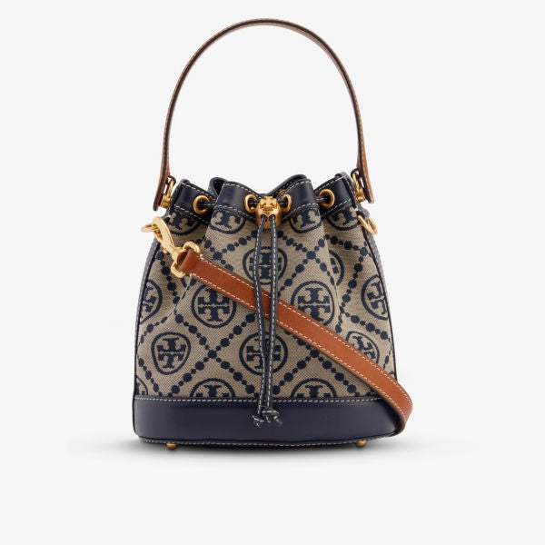 Tory Burch Cotton Blend T Monogram Jacquard Crossbody Bag, Navy