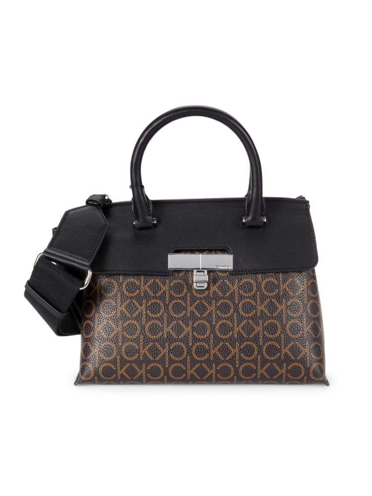 Calvin Klein Monogram Becky Satchel, Brown