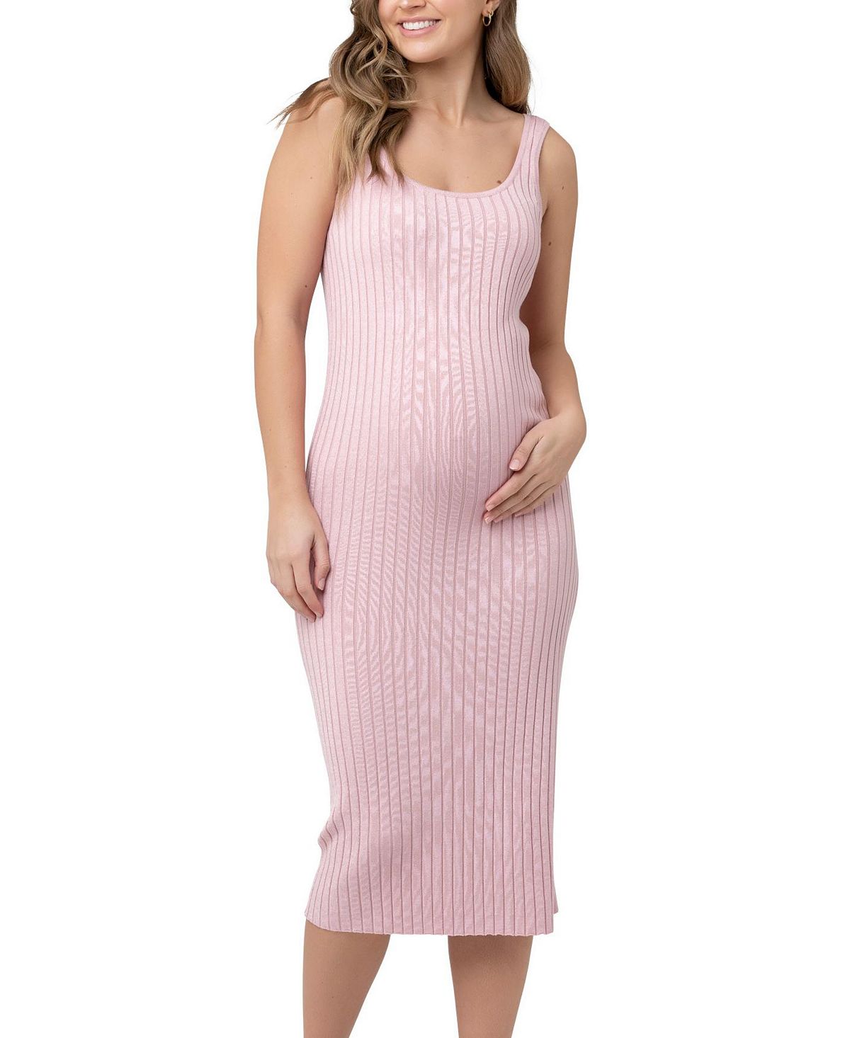 Carmen Ripe Maternity Ribbed Maternity Tank Dress, Pink