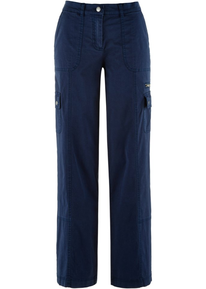 Bpc Bonprix Collection cotton cargo pants with a comfortable waistband, blue