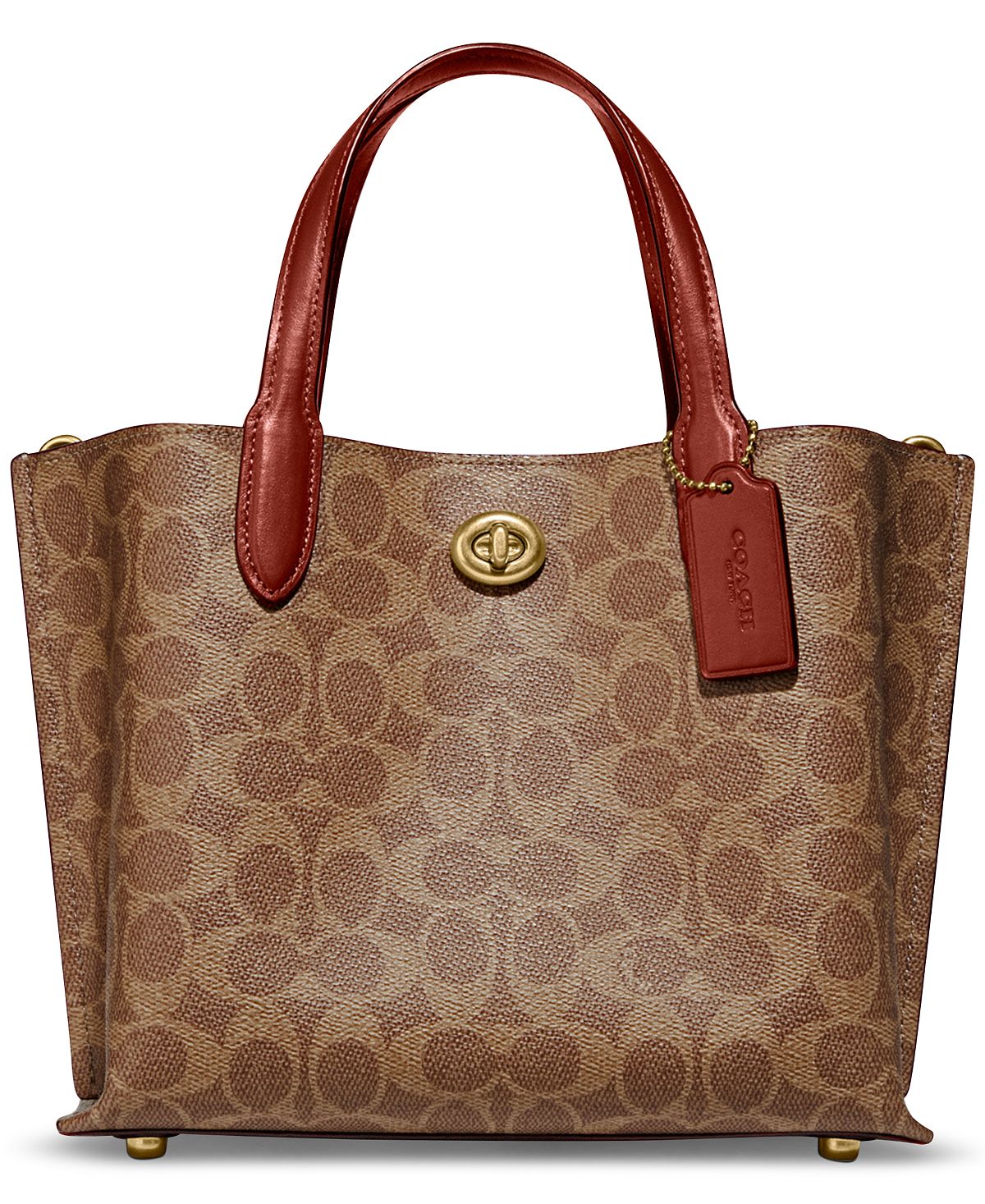 Willow Signature Coated Canvas Tote, Size 24 with removable COACH straps