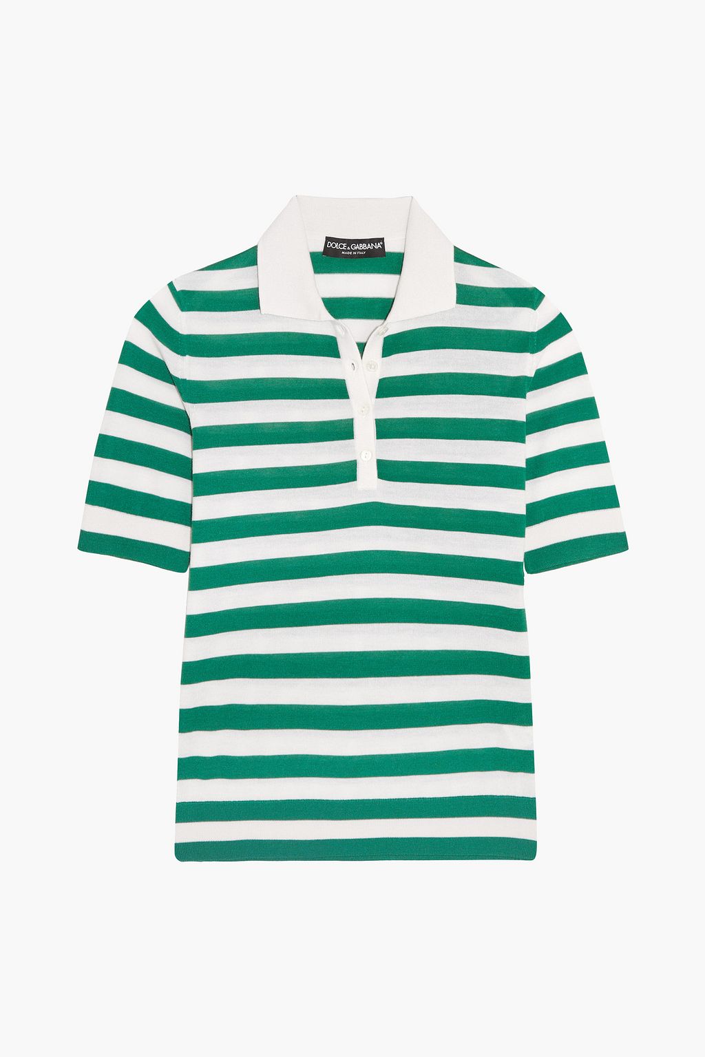 DOLCE & GABBANA cashmere and silk striped polo shirt, green