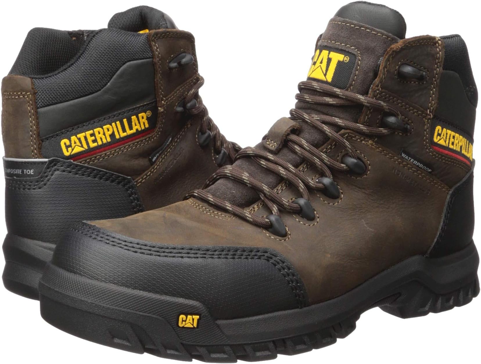 Work shoes waterproof with a composite toe Resorption Waterproof Composite Toe Caterpillar color Seal Brown Leather