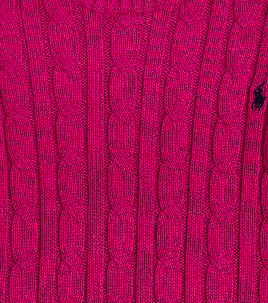 Polo Ralph Lauren Chunky Knit Cotton Sweater with Embroidery, Pink