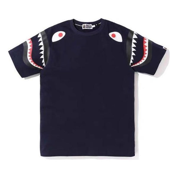 تي شيرت BAPE Shark Printed بأكمام قصيرة للجنسين، أسود