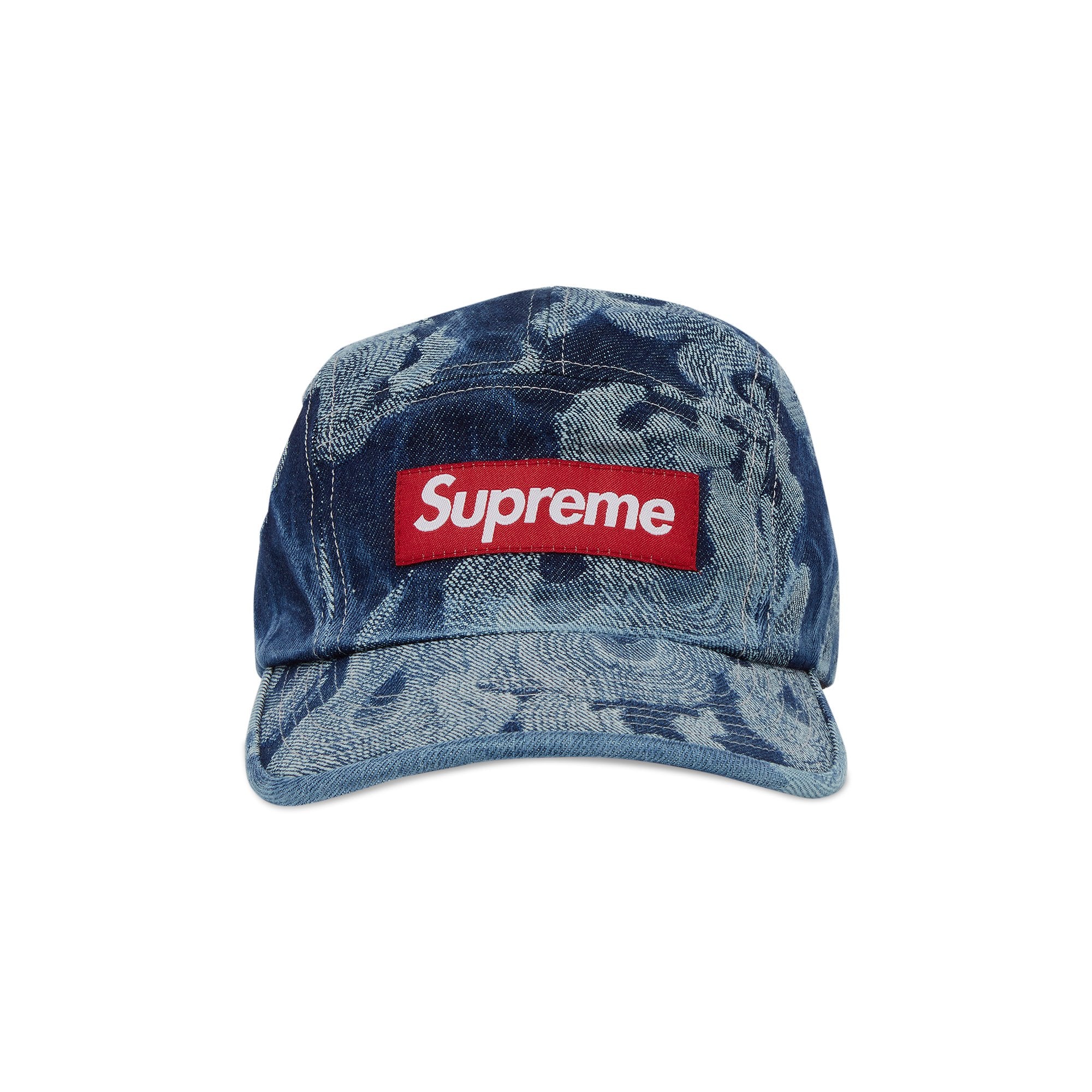 Supreme Flames Jacquard Denim Cap in Wash Indigo