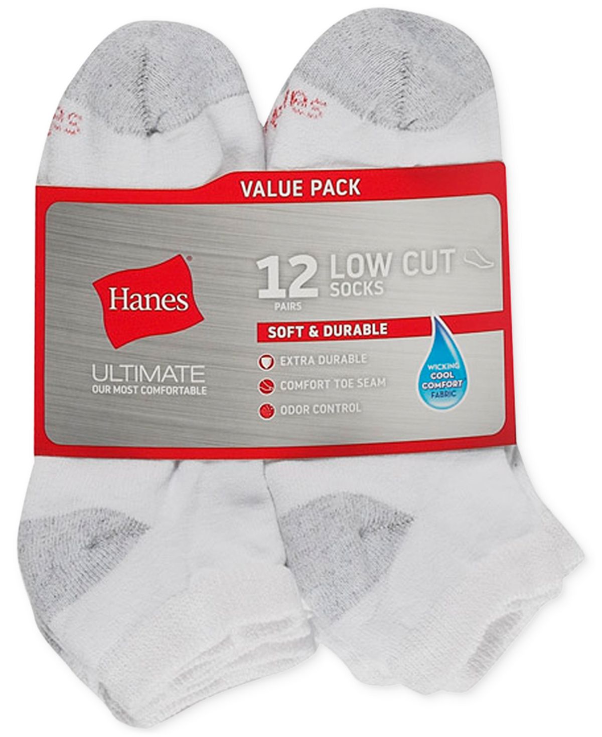 Men's 12-piece Hanes low socks