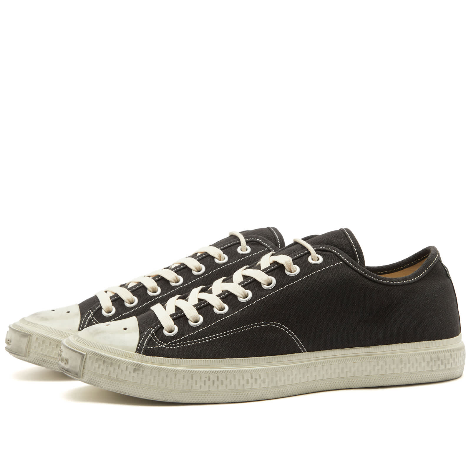 Acne Studios Ballow Soft Tumbled Tag Sneakers, Black & Off White