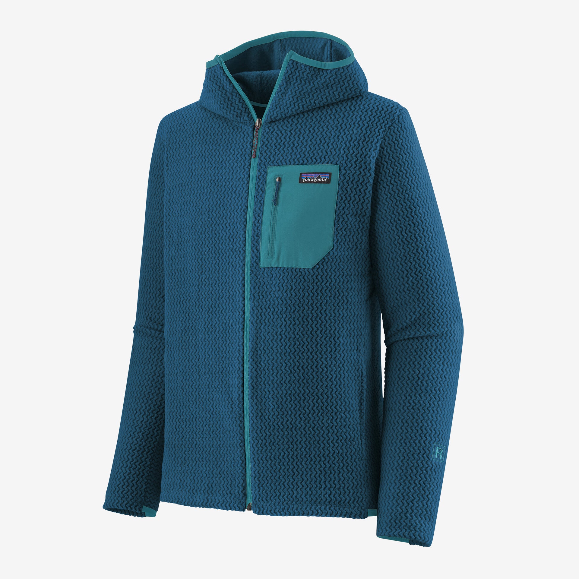 سويت شيرت R1 Air Patagonia للرجال بسحاب كامل، أزرق لاجوم