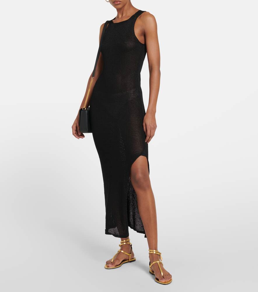 TOM FORD Satin Trim Raffia Maxi Dress, Black