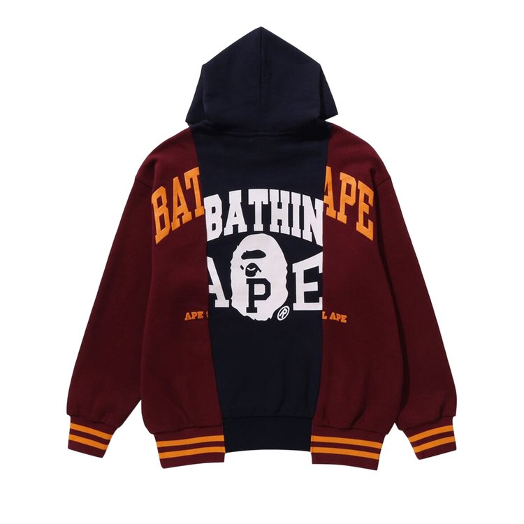 BAPE Badges Color Blocking 'Navy' Hoodie, Blue