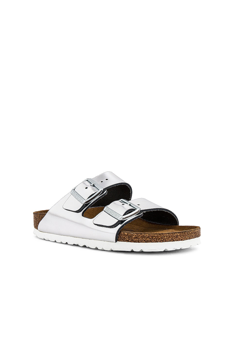 BIRKENSTOCK Arizona Soft Footbed Sandals, Metallic Silver