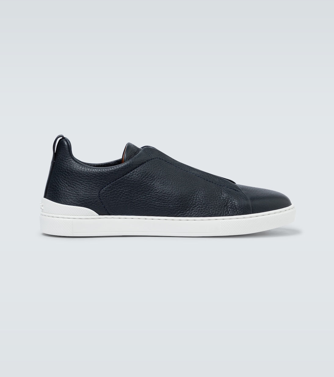 Zegna leather sneakers with hidden laces, blue