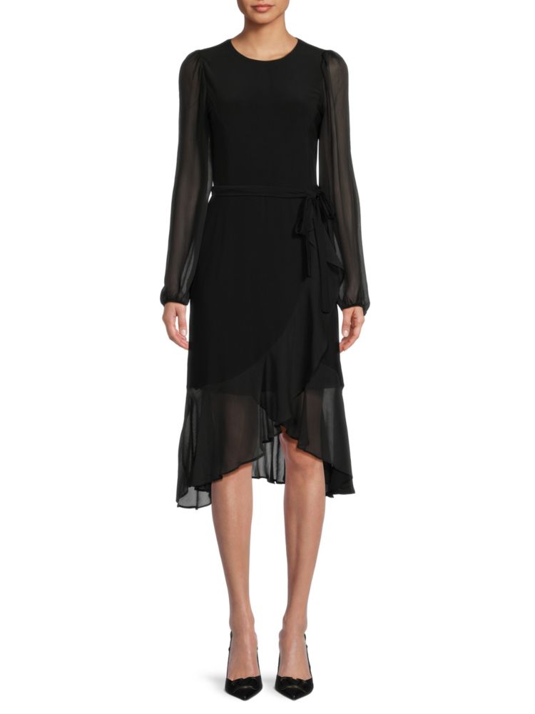 Tommy Hilfiger Asymmetrical Ruffle Dress, Black