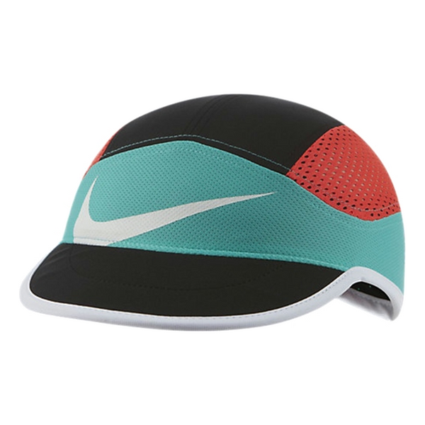 قبعة Nike Dri-FIT Aerobill Tailwind باللون الأسود والأحمر والأخضر، باللون الأسود