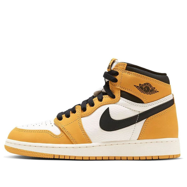 حذاء رياضي (GS) Air Jordan 1 Retro High OG 'Yellow Ocher'، باللون الأصفر