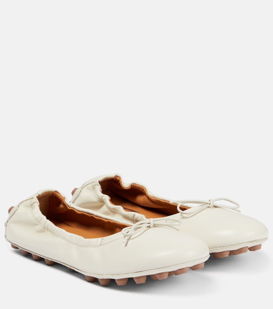 Tod's leather ballet shoes, white