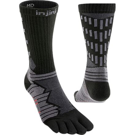 Men's Injinji Ultra Run Crew CoolMax socks, Obsidian color