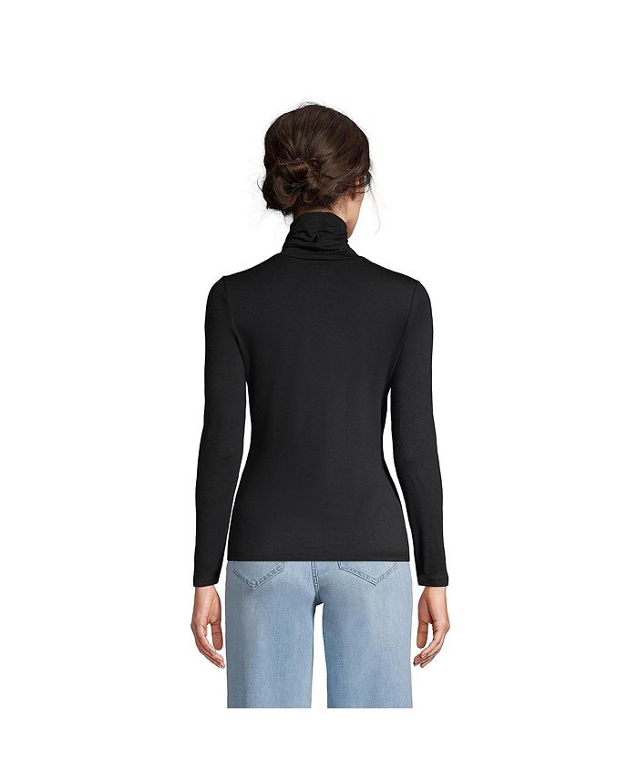 Lands' End Women's Lightweight Long Sleeve Petite Turtleneck black