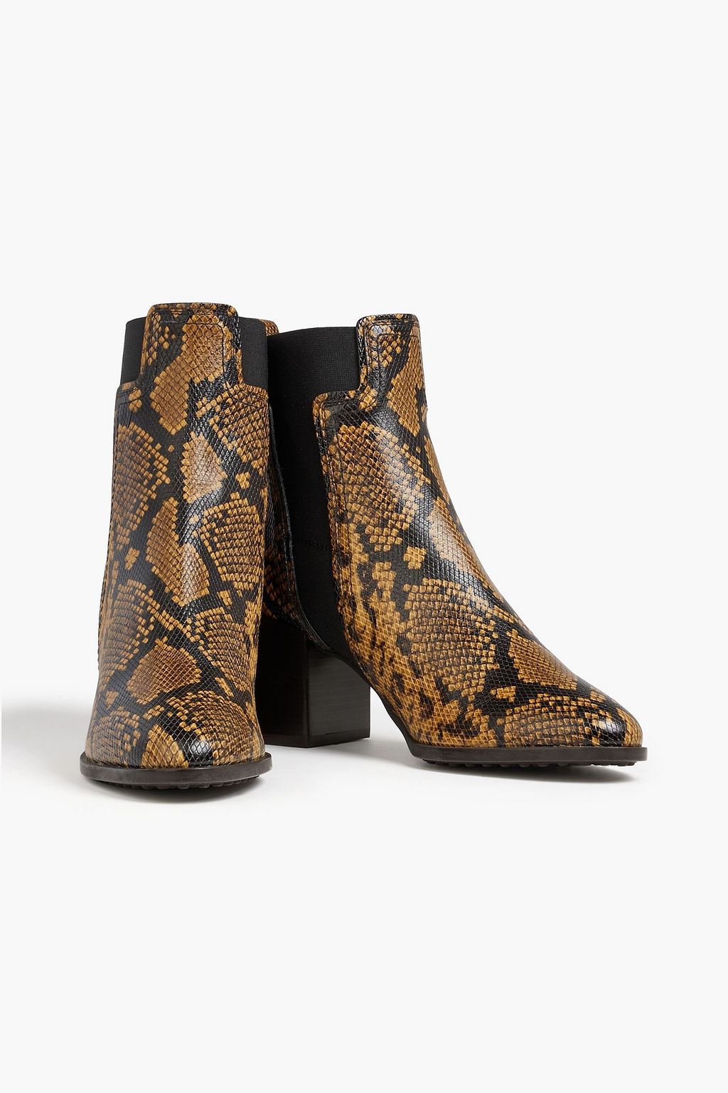 TOD'S snakeskin leather ankle boots, camel