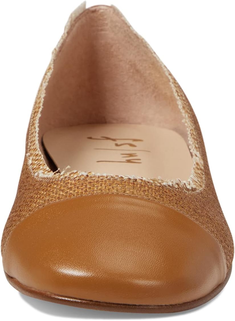 Imply French Sole Flats in Tan Raffia