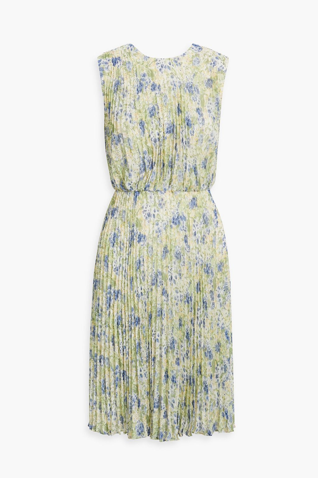 Pleated chiffon dress with floral print MIKAEL AGHAL, green