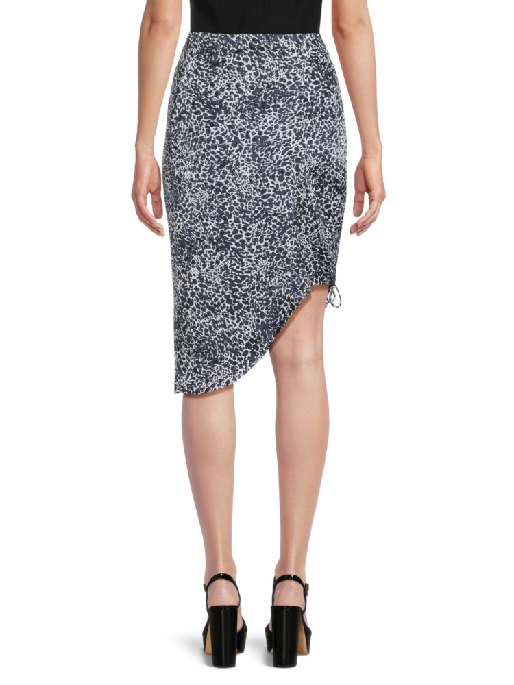 Bcbgmaxazria Asymmetrical Pleated Skirt with Abstract Print, Navy White