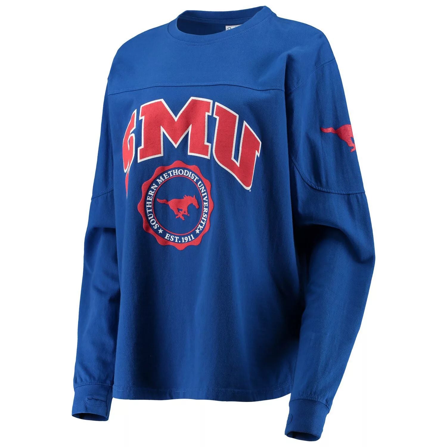 Pressbox Royal SMU Mustangs Edith Women's Long Sleeve T-Shirt