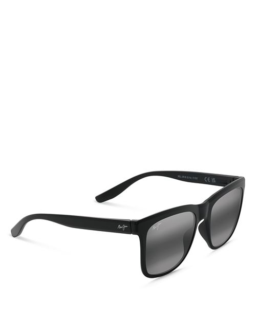 نظارة شمسية Pehu Polarized Square مقاس 55 مم من Maui Jim باللون الأسود