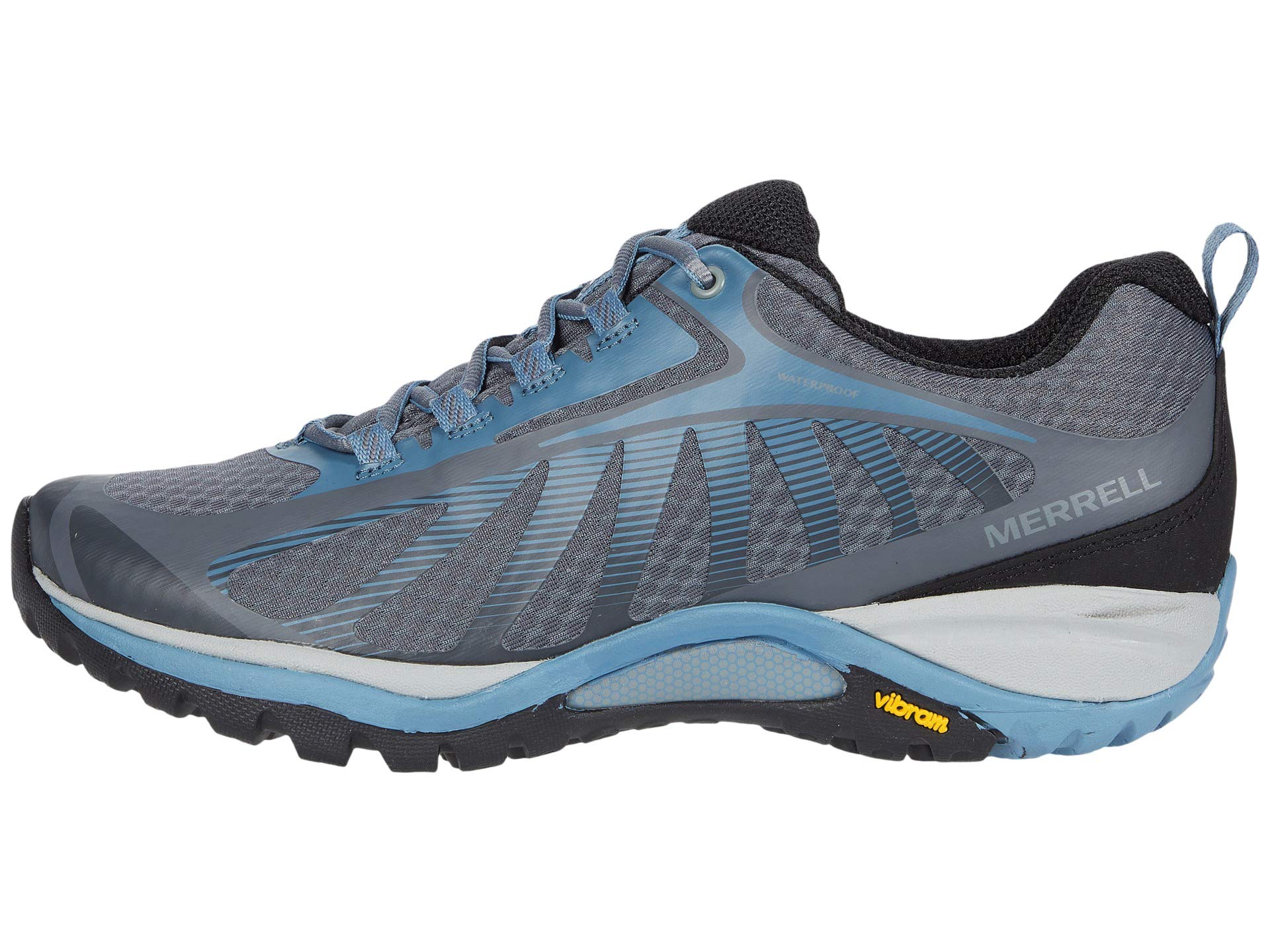 حذاء Merrell Siren Edge 3 المقاوم للماء للمشي لمسافات طويلة، رمادي/أزرق