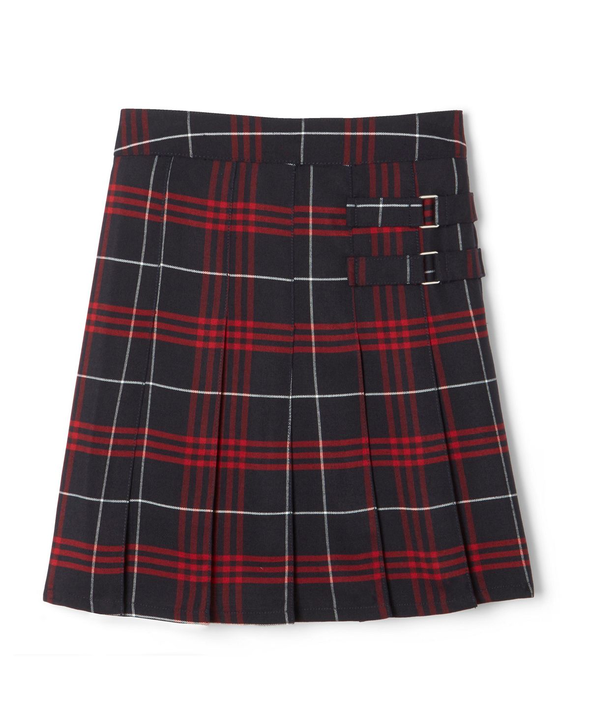 Baby Girls Double Tab Plaid Scooter Skirt French Toast adjustable waist plaid skirt with double tabs