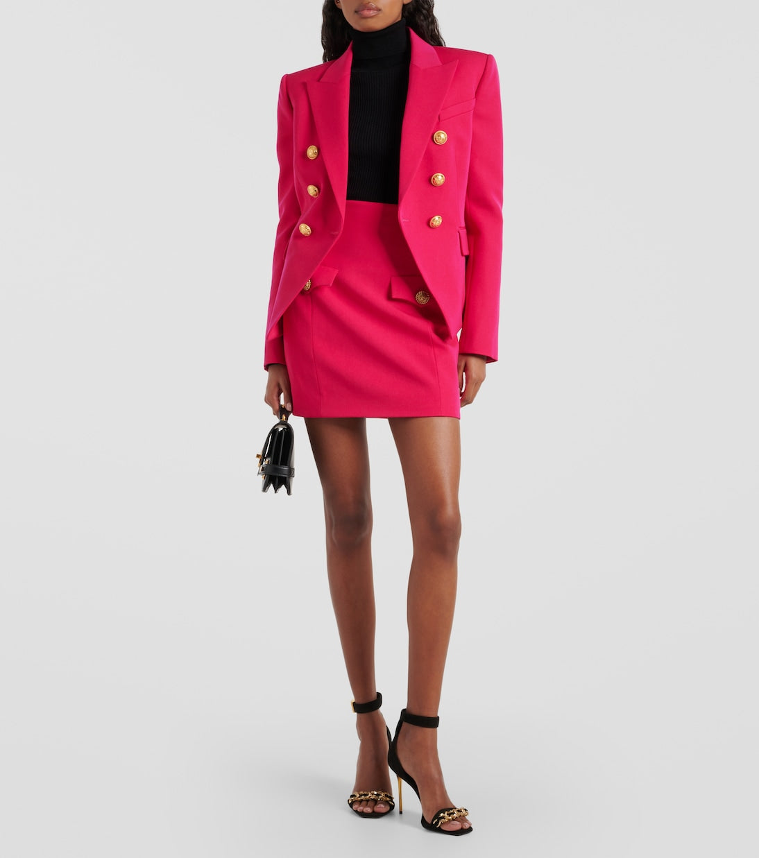 Balmain virgin wool miniskirt, pink