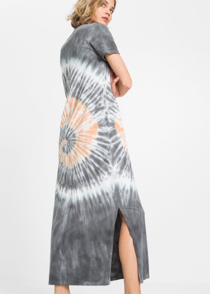 Rainbow batik shirt dress, gray