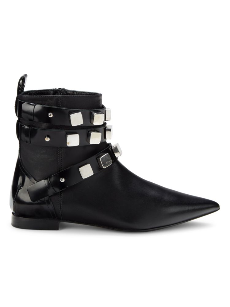 Costume National Studded Leather Ankle Boots, Black