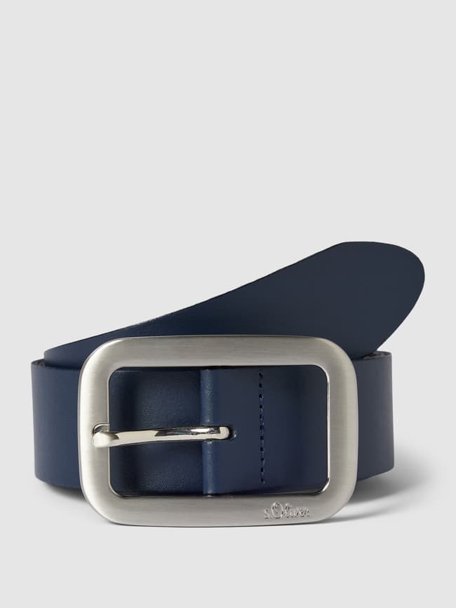 Leather belt sliver, dark blue