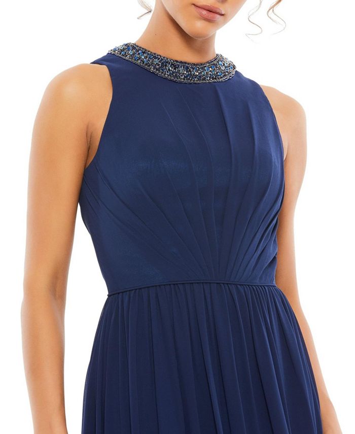 Women's Ieena Jeweled Chiffon Dress Mac Duggal cutout and pleat, blue