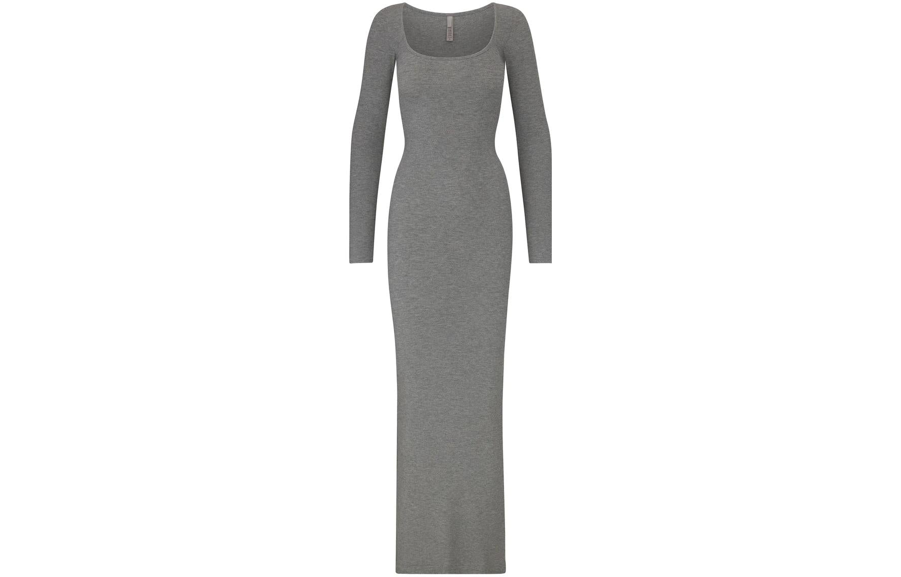 women's dress with long sleeves, gray