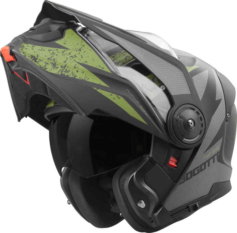 FG-102 Safari Fiberglass Enduro/Flip Up Helmet Bogotto matte black/gray/green