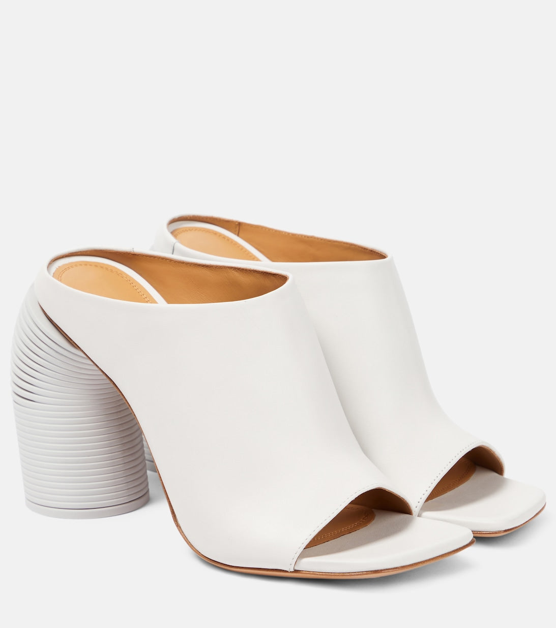 Off-White spring leather mules, white