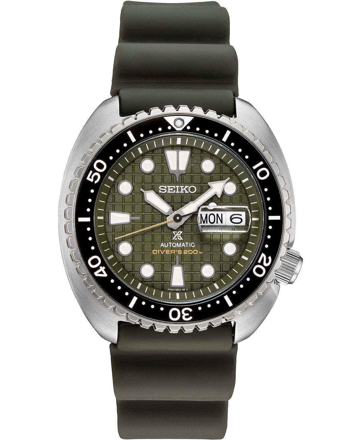 ساعة Prospex King Turtle Green للرجال أوتوماتيكية بحزام سيليكون 45 مم - إصدار خاص من Seiko