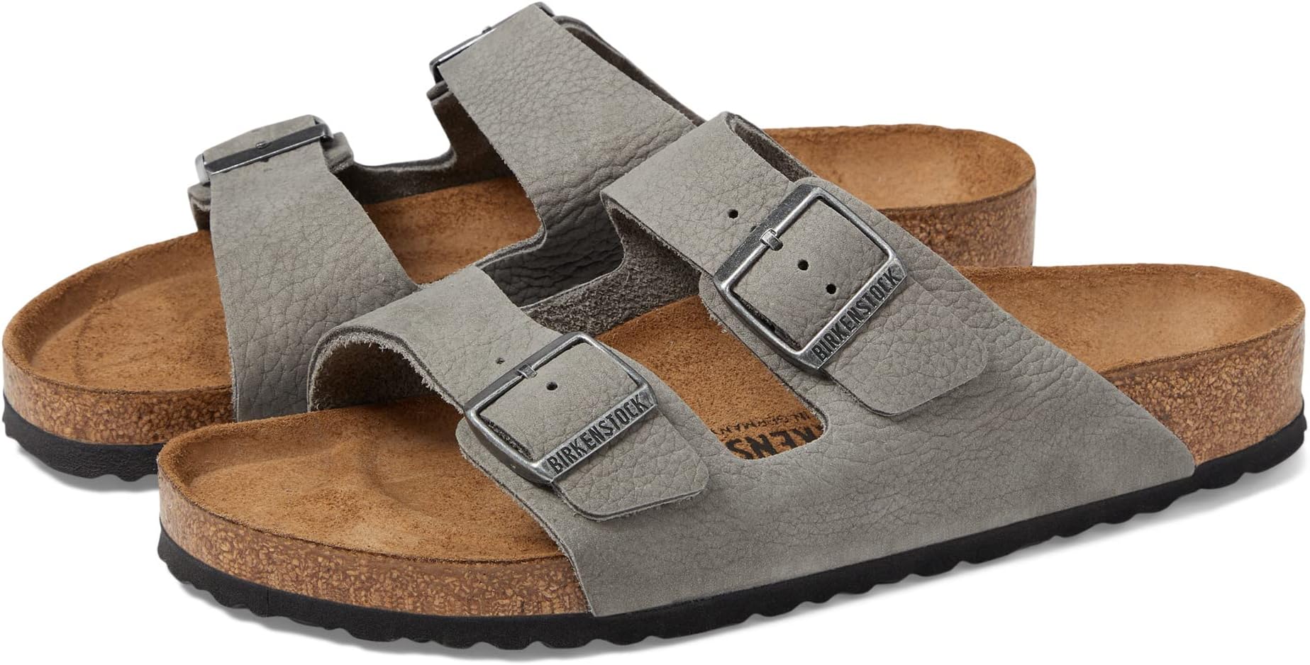 Arizona Desert Buck Birkenstock Flat Sandal in Whale Gray